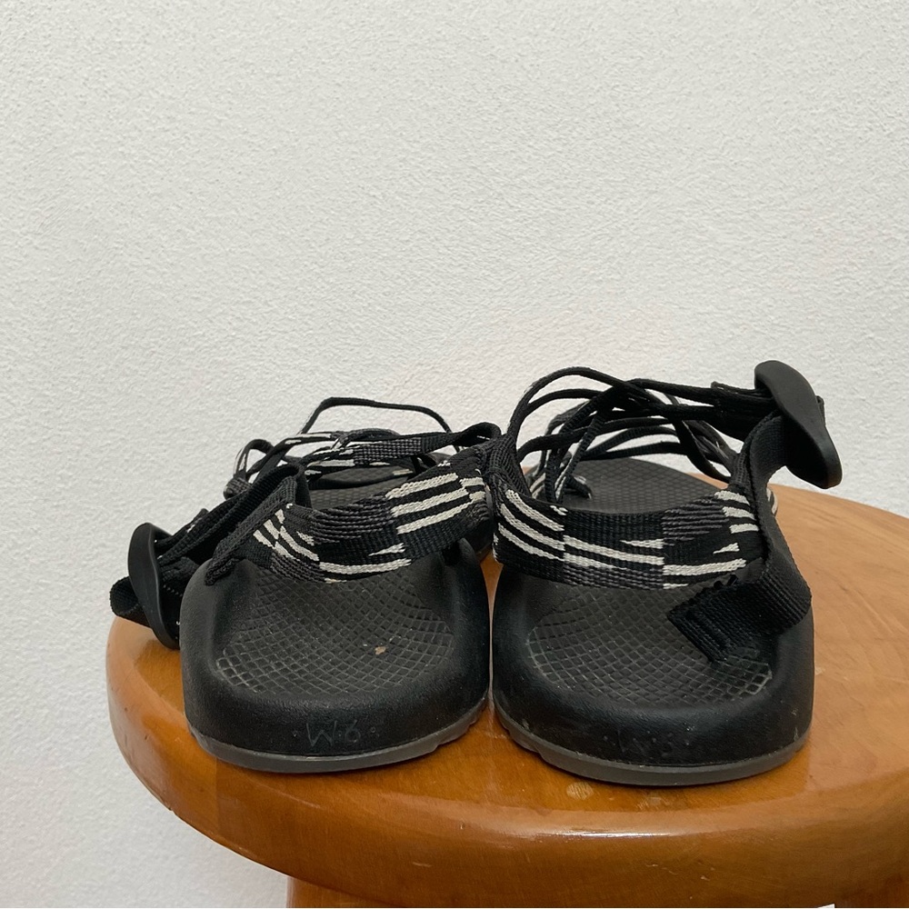 Chaco Black, White, Grey Thin Strap Toe Loop Adju… - image 3